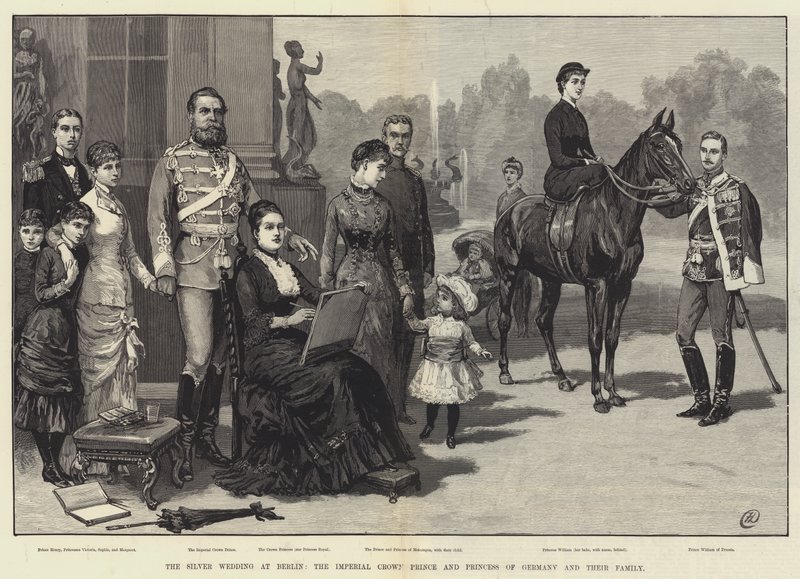 Sølvbryllup i Berlin, den kejserlige kronprins og den kejserlige kronprinsesse af Tyskland og deres familie af Frank Dadd