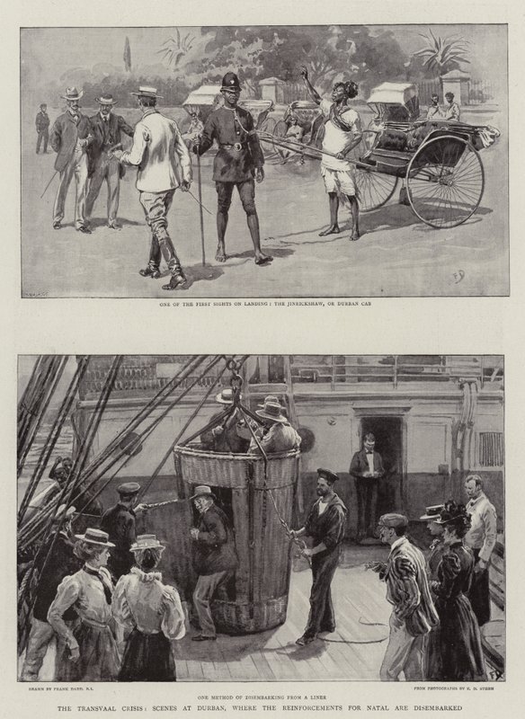 Transvaal-krisen, scener i Durban, hvor forstærkningerne til Natal går i land af Frank Dadd
