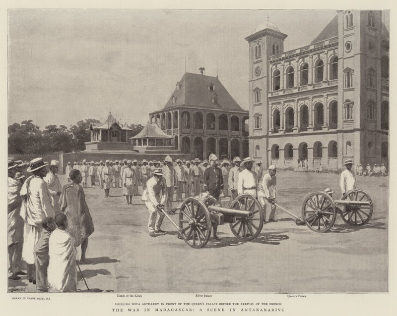 Krigen på Madagaskar, en scene i Antananarivo af Frank Dadd
