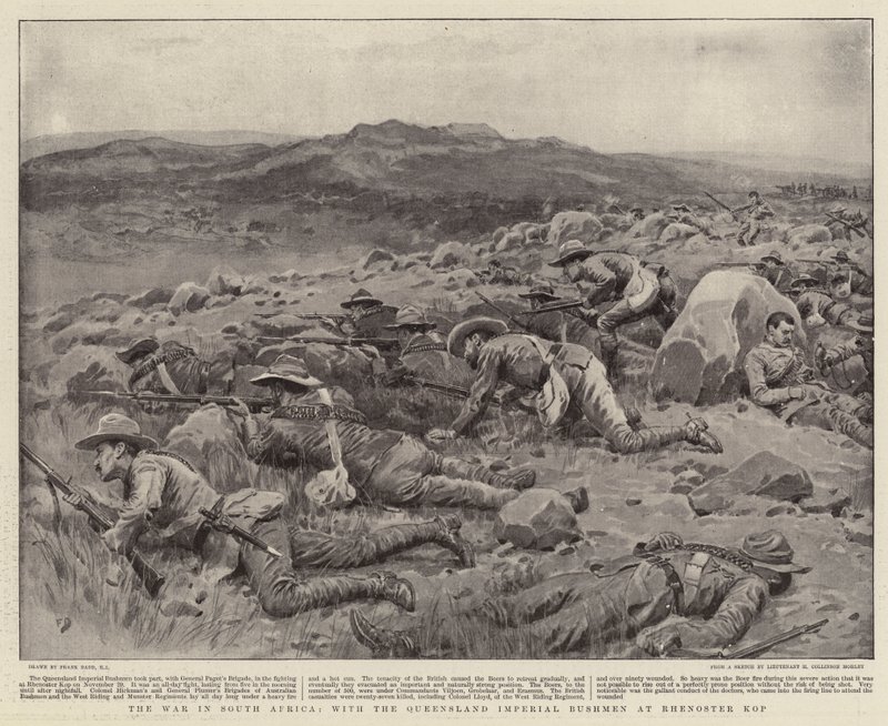 Krigen i Sydafrika med Queensland Imperial Bushmen ved Rhenoster Kop af Frank Dadd