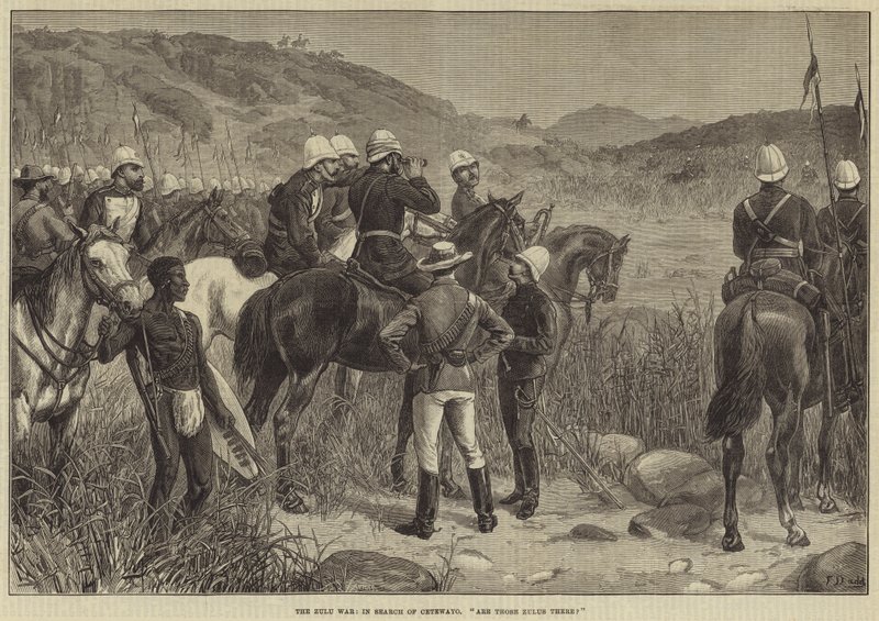 Zulu-krigen, på jagt efter Cetewayo, er de zuluer der af Frank Dadd