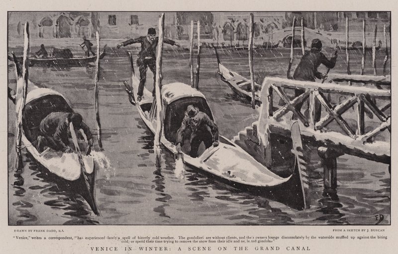 Venedig om vinteren, en scene på Canal Grande af Frank Dadd