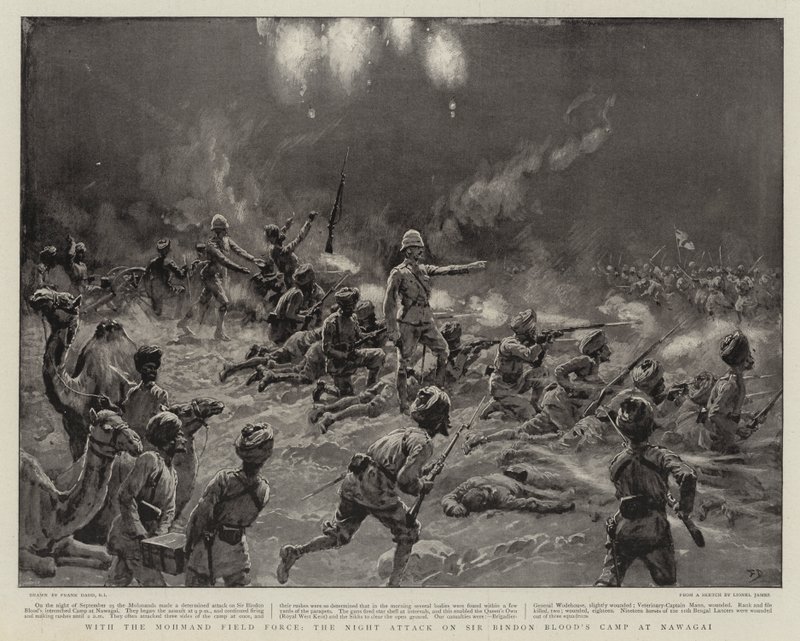 Med Mohmand Field Force, natangrebet på Sir Bindon Blood