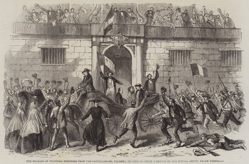 Frigivelsen af politiske fanger fra Castellamare, Palermo, den 19. juni af Frank Vizetelly