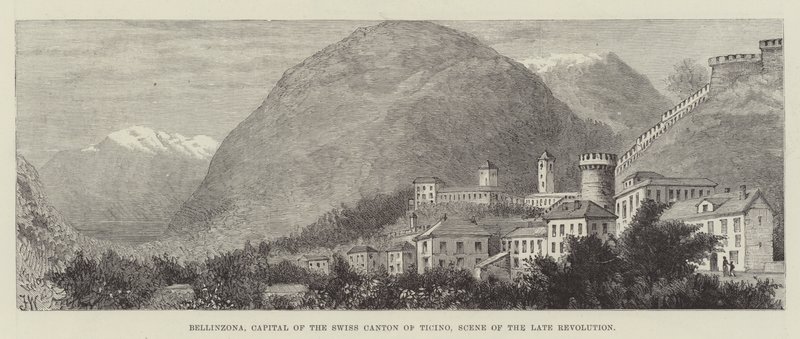 Bellinzona, hovedstad i den schweiziske kanton Ticino, scene for den sene revolution af Frank Watkins
