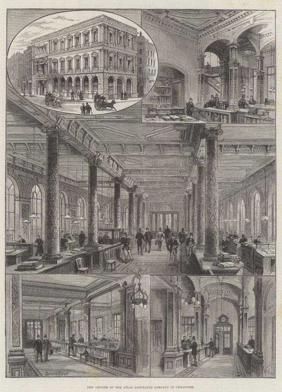 Nye kontorer for Atlas Assurance Company i Cheapside af Frank Watkins