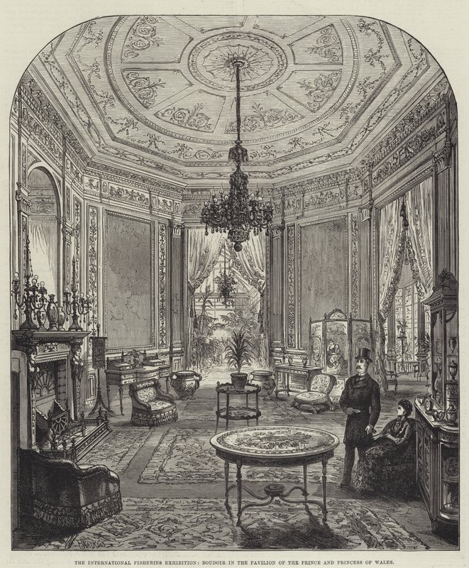 Den internationale fiskeriudstilling, Boudoir i pavillonen for prinsen og prinsessen af Wales af Frank Watkins