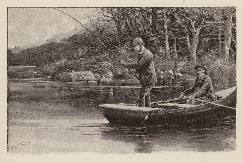 Havørredfiskeri (gravering) af Frank (after) Feller