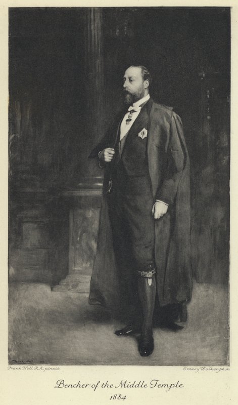 Prinsen af Wales, den fremtidige kong Edward VII, som en bænk i det midterste tempel af Frank (after) Holl