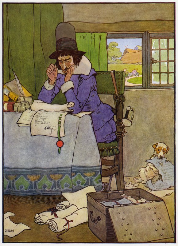Illustration til Babes in the Wood (farve litho) af Frank Adams