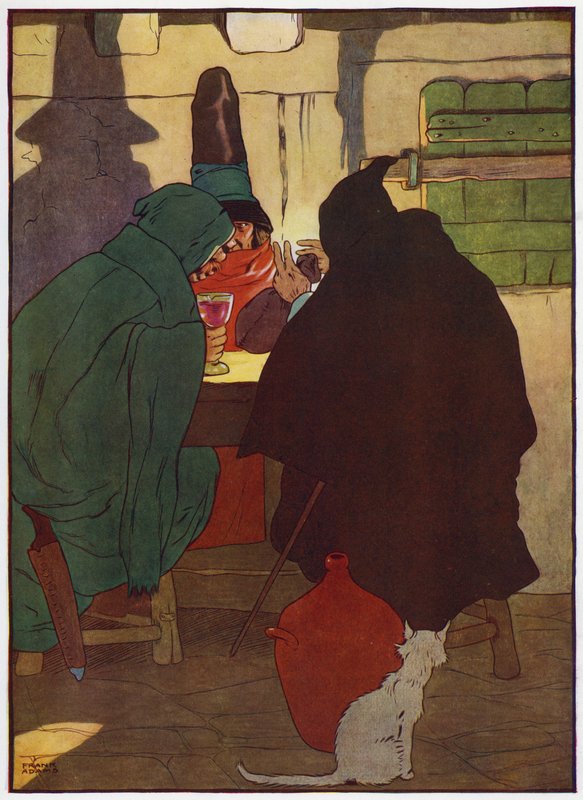 Illustration til Babes in the Wood (farve litho) af Frank Adams