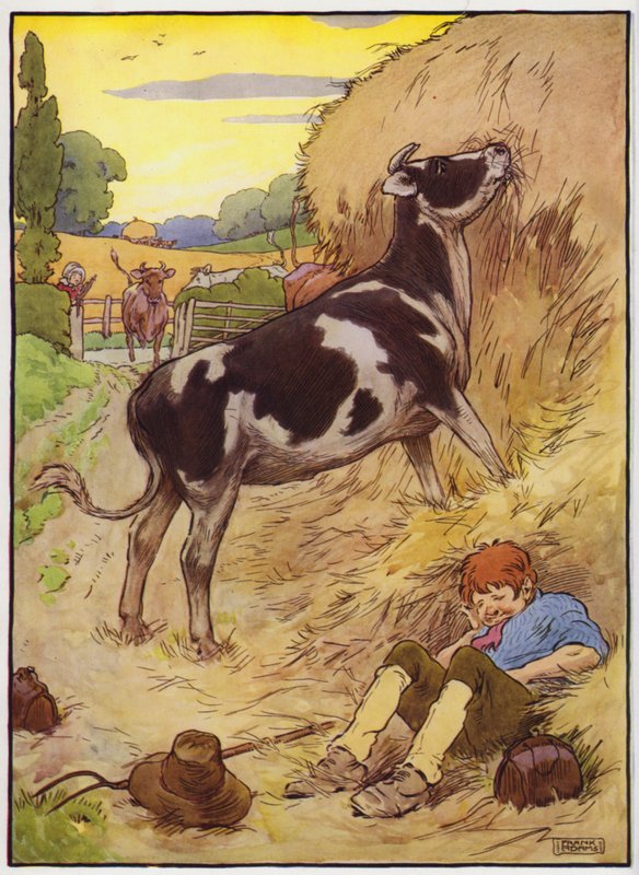 Illustration til Old Dame Trot And Her Pig (farve litho) af Frank Adams