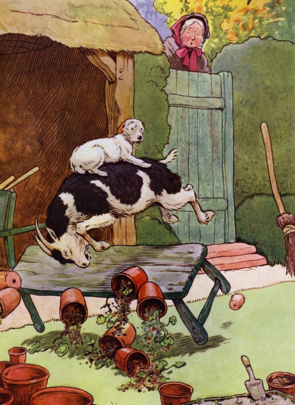 Illustration til Old Mother Hubbard (farve litho) af Frank Adams
