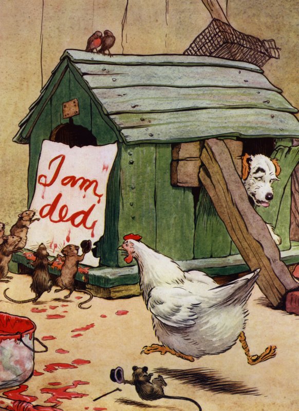 Illustration til Old Mother Hubbard (farve litografi) af Frank Adams