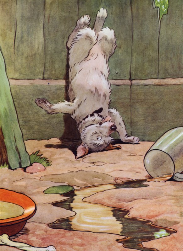 Illustration til Old Mother Hubbard (farve litho) af Frank Adams