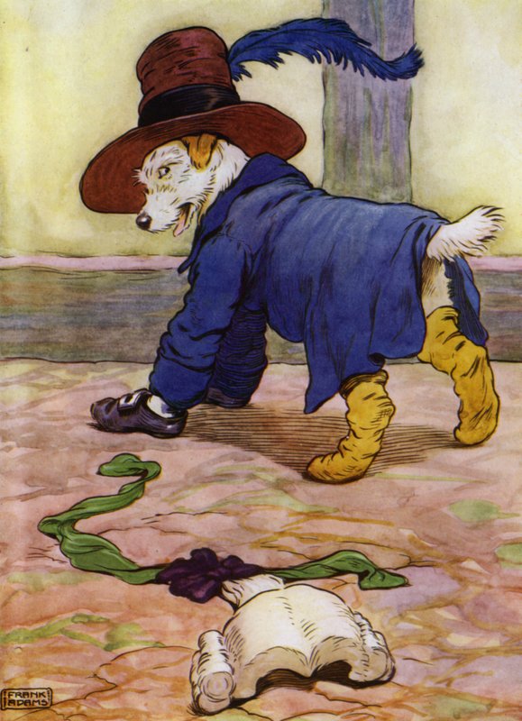 Illustration til Old Mother Hubbard (farve litho) af Frank Adams