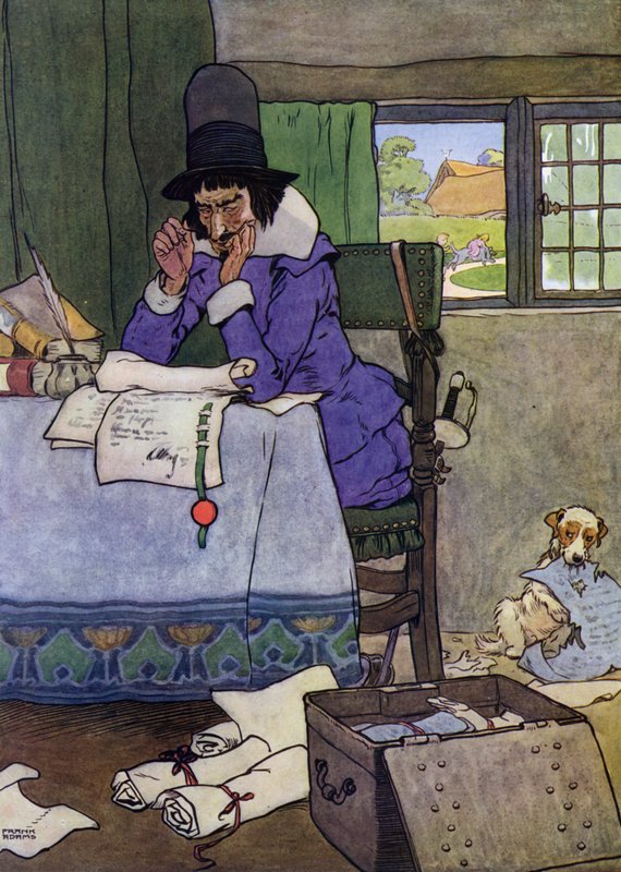 Illustration til The Babes in the Wood (farve litho) af Frank Adams