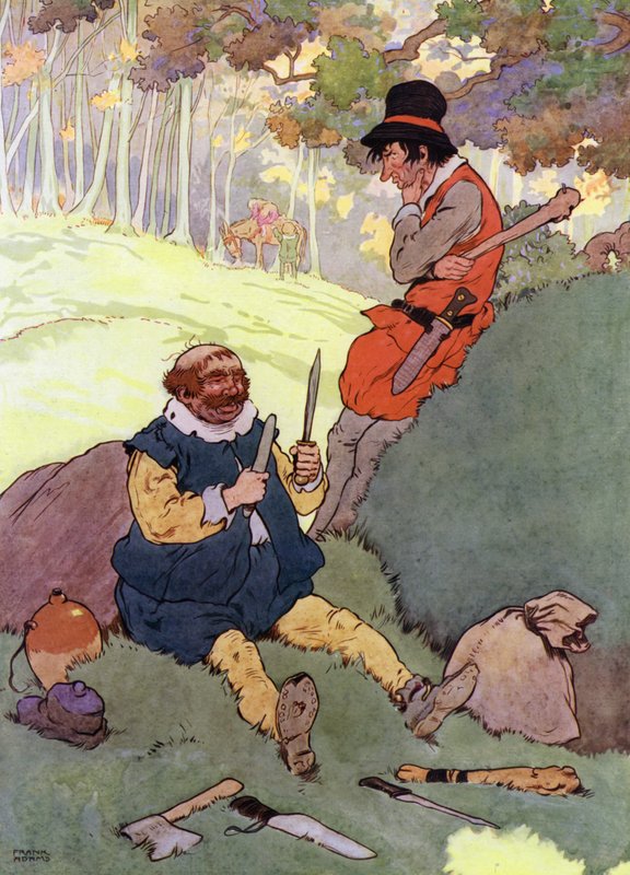 Illustration til The Babes in the Wood (farve litografi) af Frank Adams
