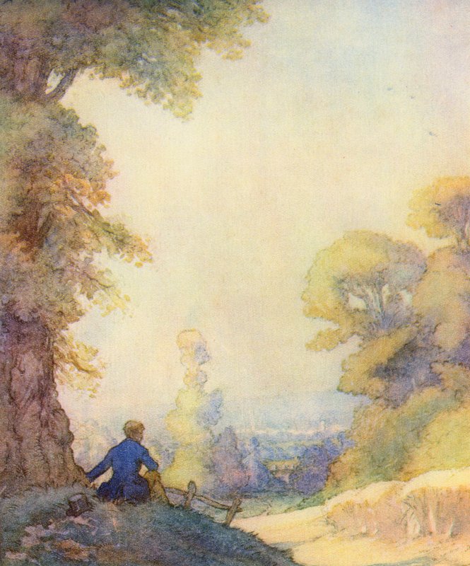 Illustration til The Scholar-Gipsy af Matthew Arnold (farve litho) af Frank Adams