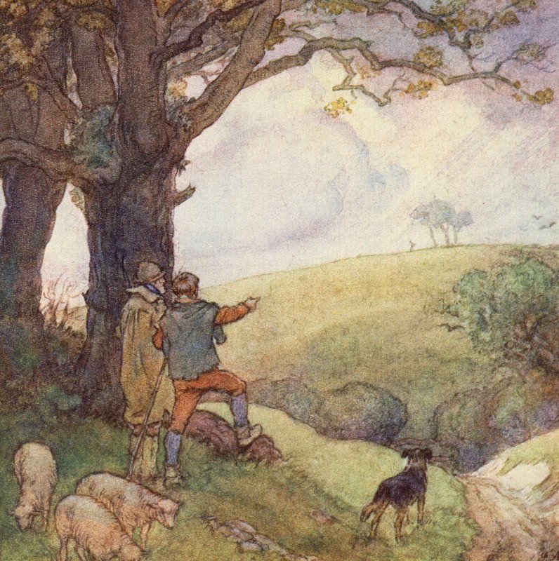 Illustration til The Scholar-Gipsy af Matthew Arnold (farve litho) af Frank Adams