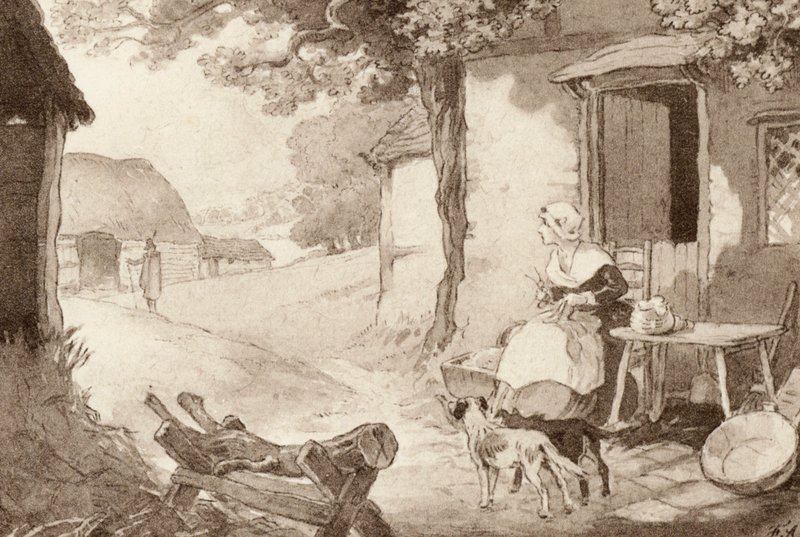 Illustration til The Scholar-Gipsy af Matthew Arnold (farve litho) af Frank Adams