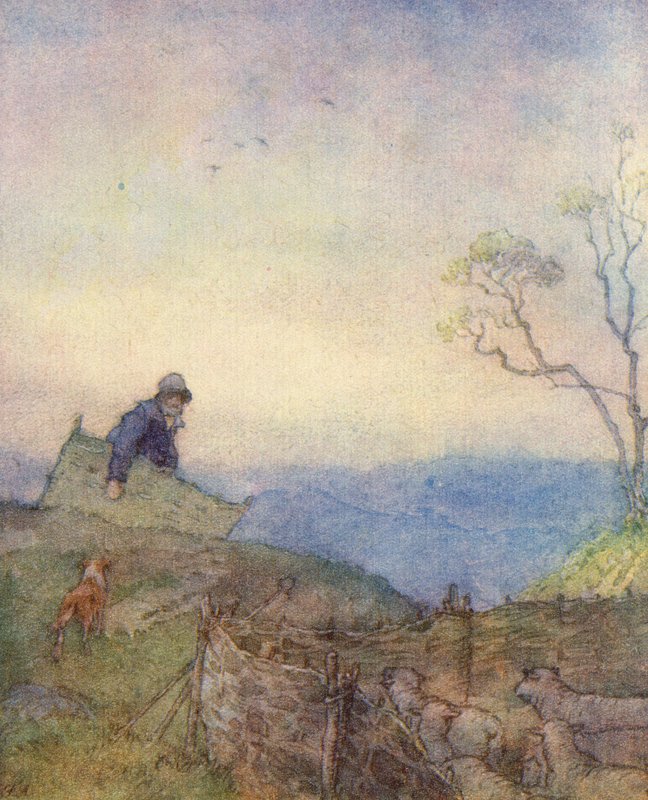 Illustration til The Scholar-Gipsy af Matthew Arnold (farve litho) af Frank Adams