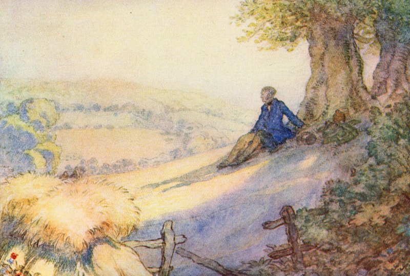 Illustration til The Scholar-Gipsy af Matthew Arnold (farve litho) af Frank Adams