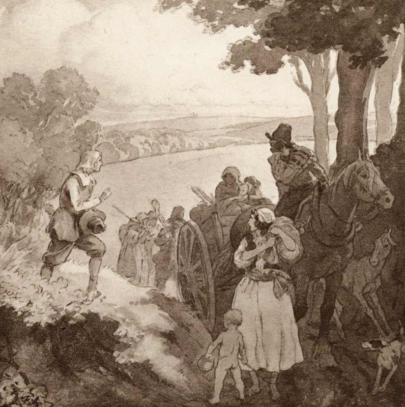 Illustration til The Scholar-Gipsy af Matthew Arnold (farve litho) af Frank Adams