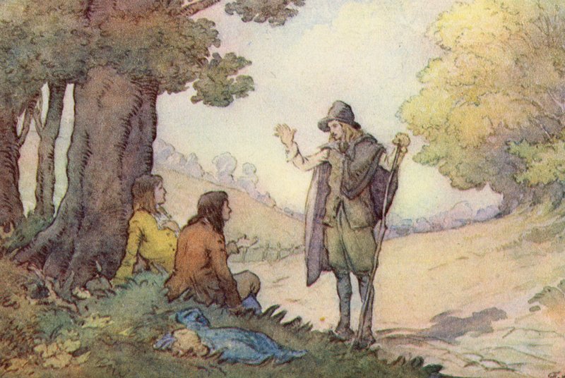 Illustration til The Scholar-Gipsy af Matthew Arnold (farve litho) af Frank Adams