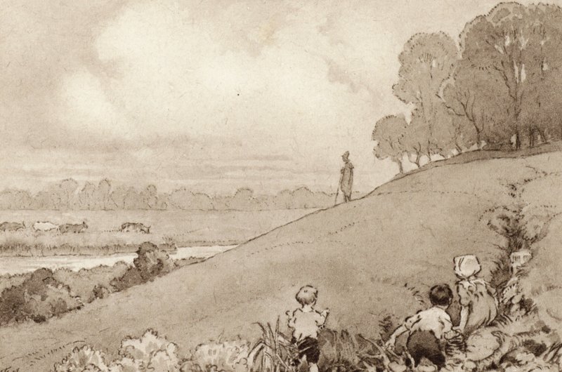 Illustration til The Scholar-Gipsy af Matthew Arnold (farve litho) af Frank Adams