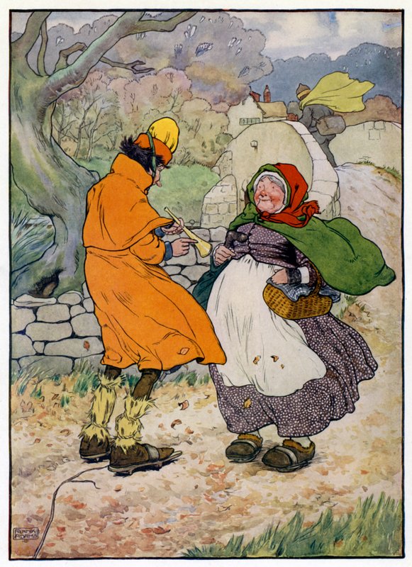 Illustration til historien om Tom Piberens søn (farve litho) af Frank Adams