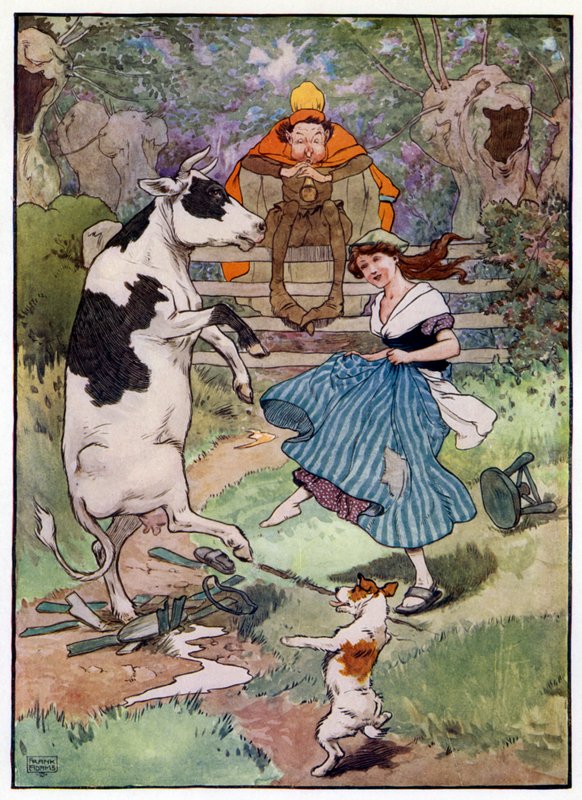 Illustration til historien om Tom Piberens søn (farve litho) af Frank Adams