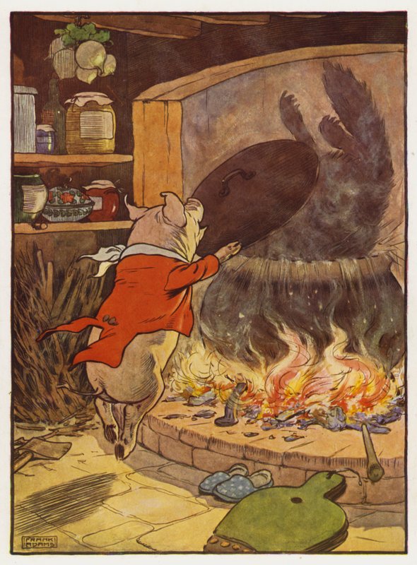 Illustration til De tre små grise af Frank Adams