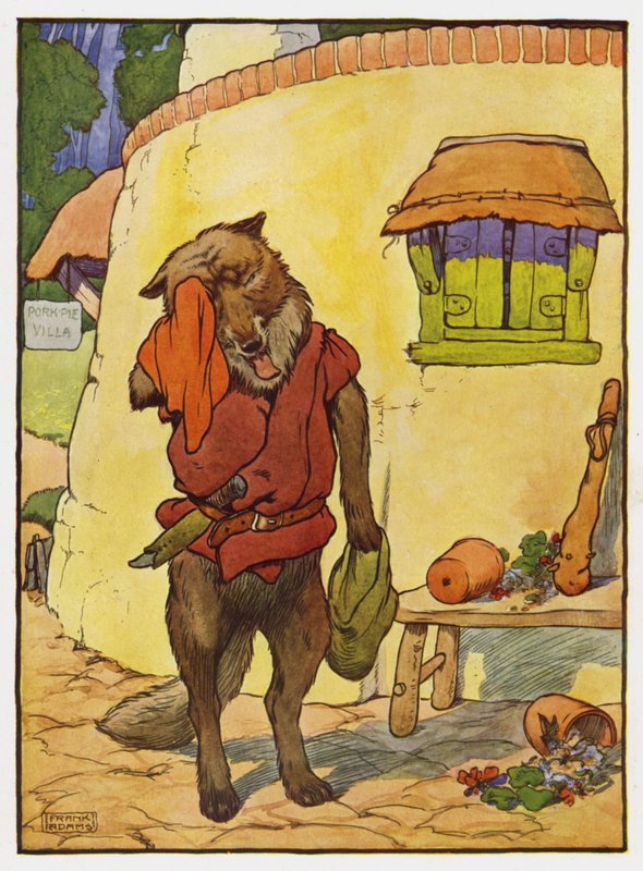 Illustration til De tre små grise af Frank Adams