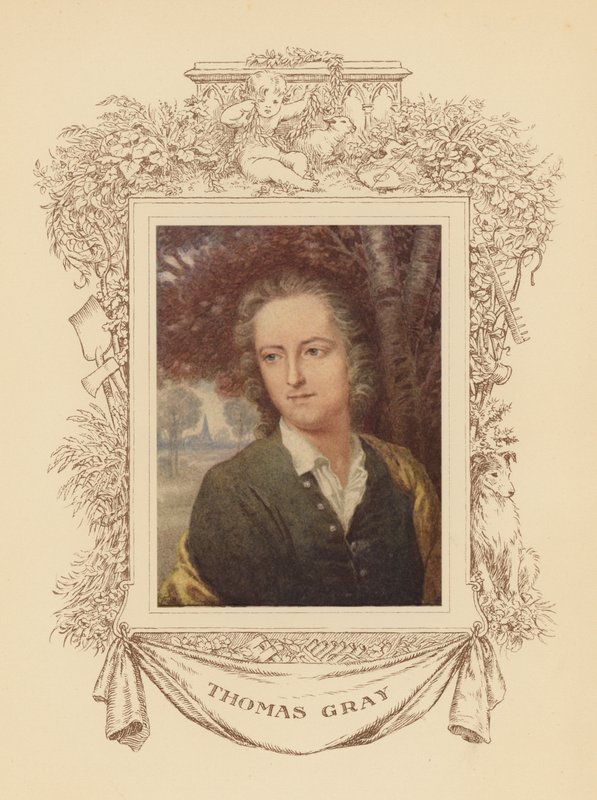 Portræt af digteren Thomas Gray (farvelitografi) af Frank Adams