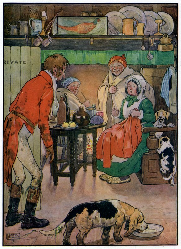Three Jolly Huntsmen (farve litho) af Frank Adams