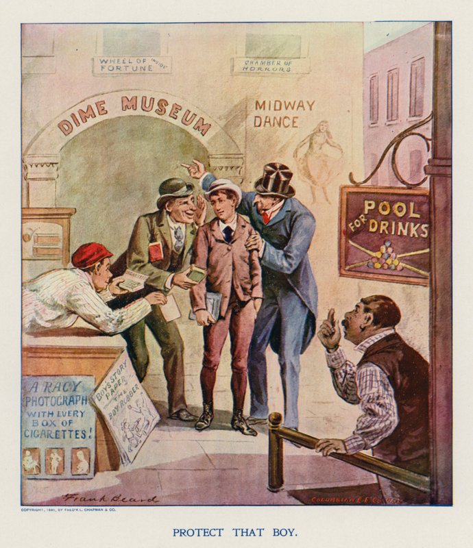 Beskyt den dreng (farvelitografi) af Frank Beard