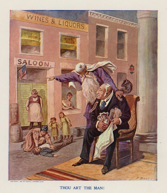 Du er manden! (farvelitografi) af Frank Beard