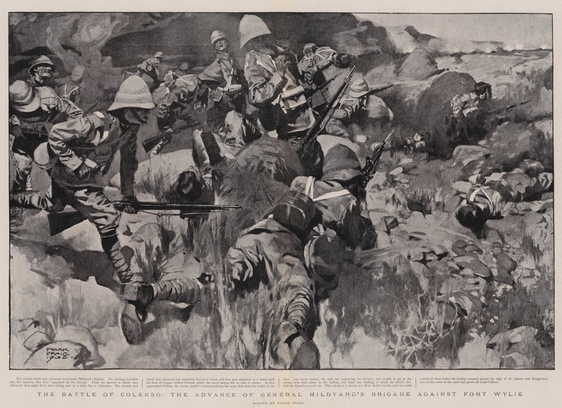 Slaget ved Colenso, General Hildyards Brigades fremrykning mod Fort Wylie af Frank Craig