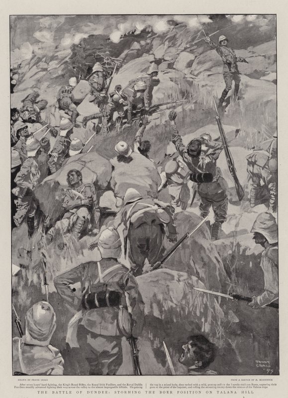 Slaget ved Dundee, stormende Boerpositionen på Talana Hill af Frank Craig