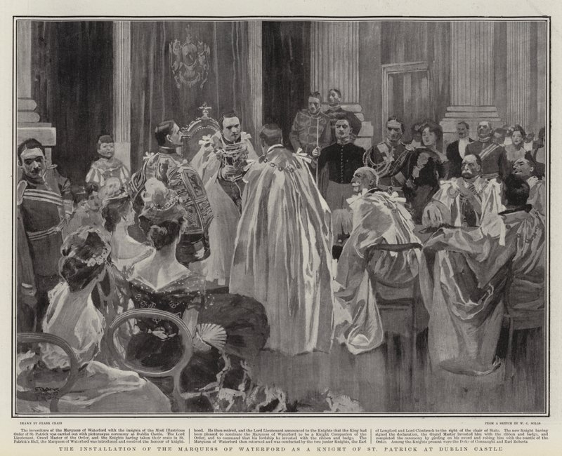 Installationen af Marquess of Waterford som ridder af St. Patrick på Dublin Castle af Frank Craig