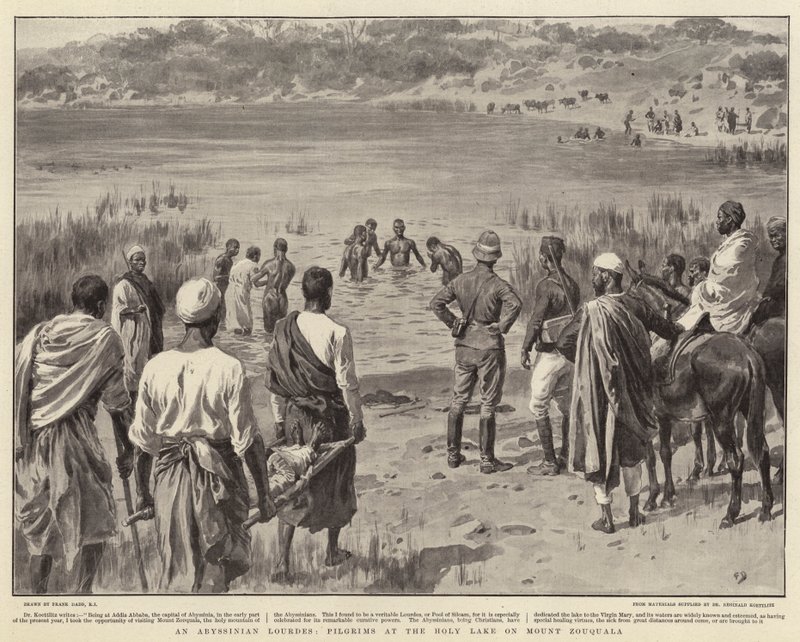 En abessinisk Lourdes, pilgrimme ved den hellige sø på Mount Zouquala af Frank Dadd