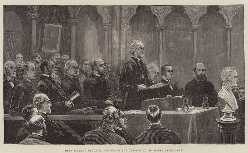 Dean Stanleys mindemøde i Chapter House, Westminster Abbey af Frank Dadd