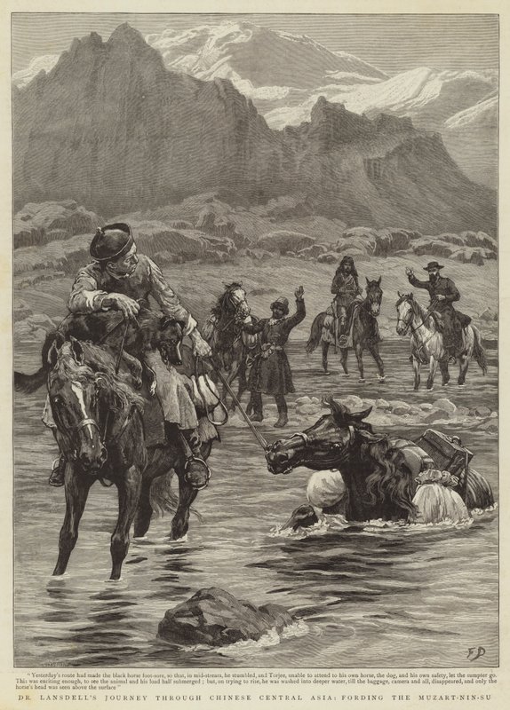 Dr. Lansdells rejse gennem det kinesiske Centralasien, hvor man begiver sig gennem Muzart-Nin-Su af Frank Dadd