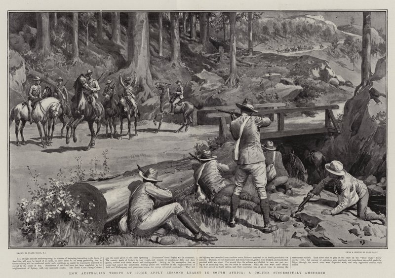 Hvordan australske tropper derhjemme anvender erfaringer fra Sydafrika, en spalte, der blev ramt i baghold af Frank Dadd