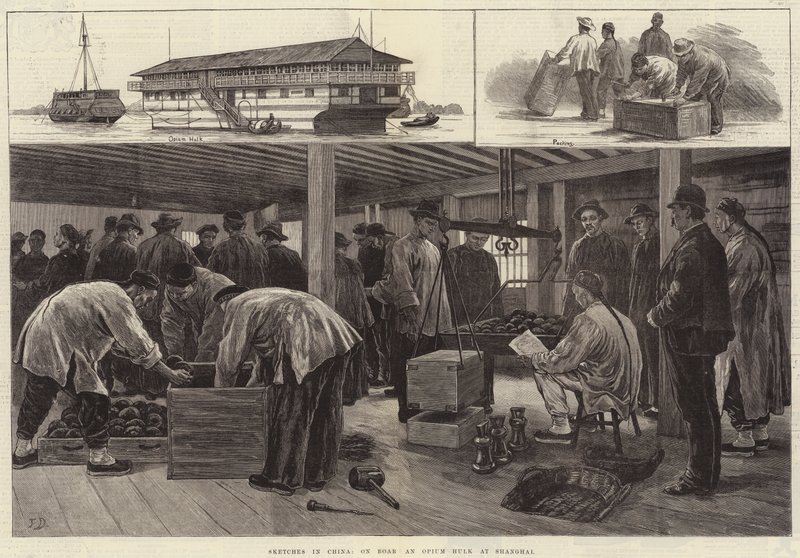 Skitser i Kina, ombord på en opiumshulk i Shanghai af Frank Dadd