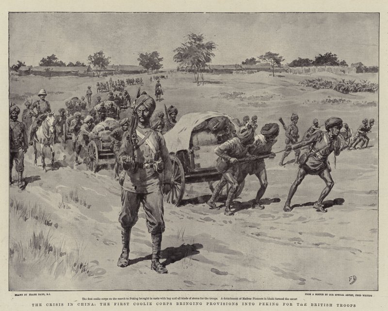 Krisen i Kina, First Coolie Corps, der bringer proviant til Peking til de britiske tropper af Frank Dadd