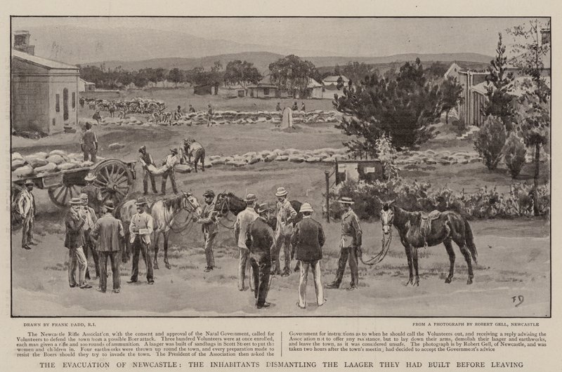 Evakueringen af Newcastle, indbyggerne demontering af Laager, de havde bygget, før de tog af sted af Frank Dadd