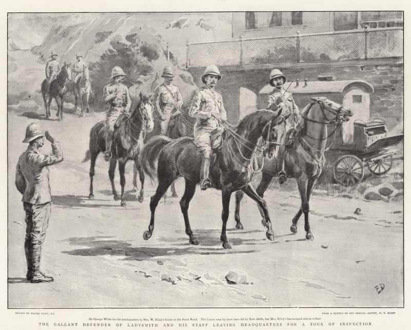 Den galante forsvarer af Ladysmith og hans stab forlader hovedkvarteret for en rundvisning af Frank Dadd