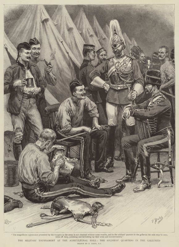 Militærturneringen ved Landbrugshallen, Soldaterkvarteret i Gallerierne af Frank Dadd